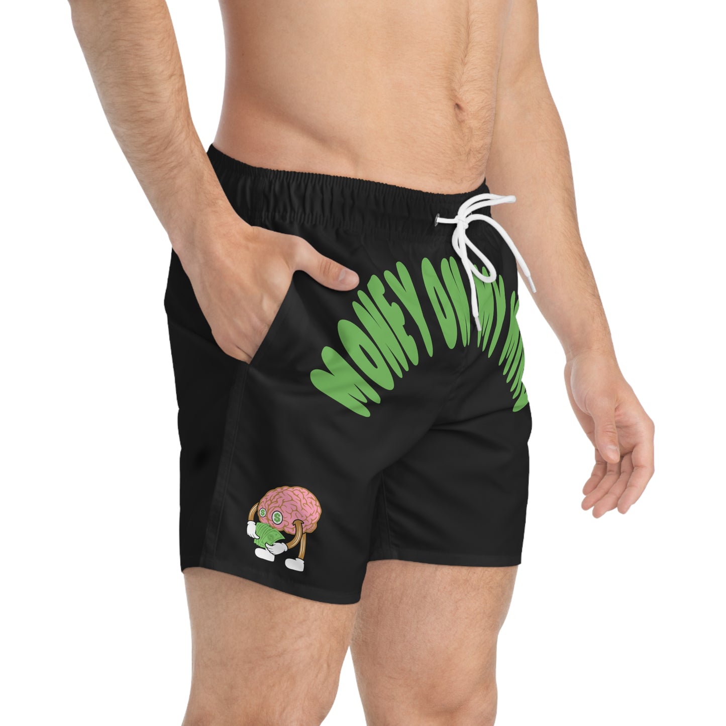 Money on My Mind Swim Trunks Black | Fromth33rd