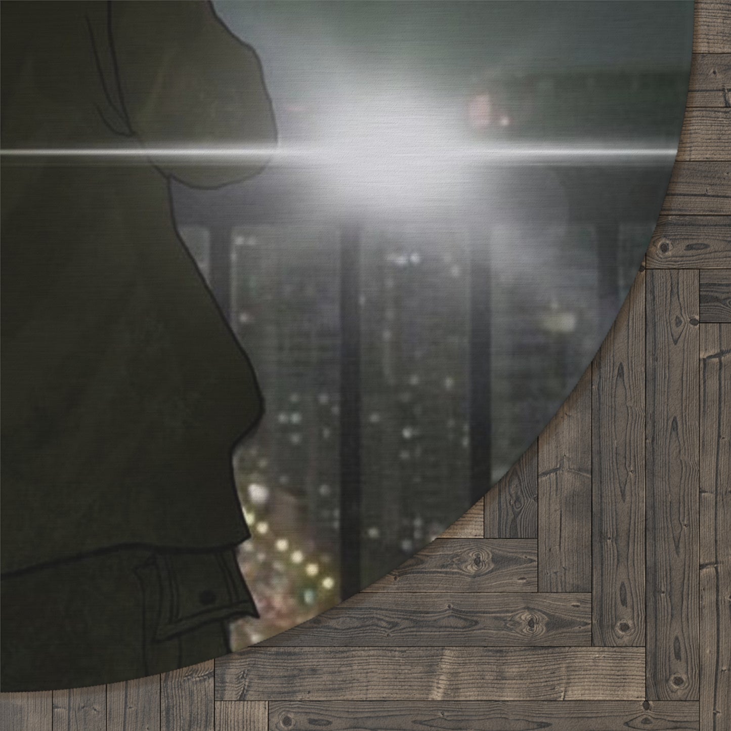 Thoughts at midnight Round Rug