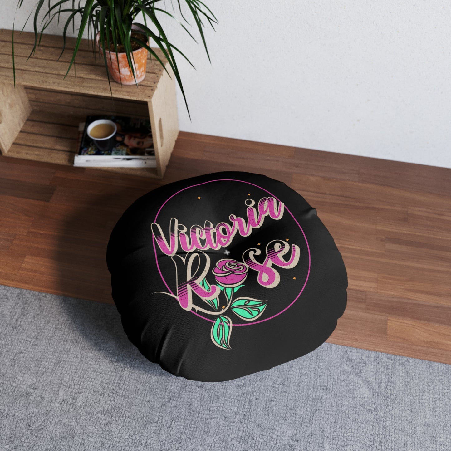 Victoria Rose Tufted Floor Pillow, Round