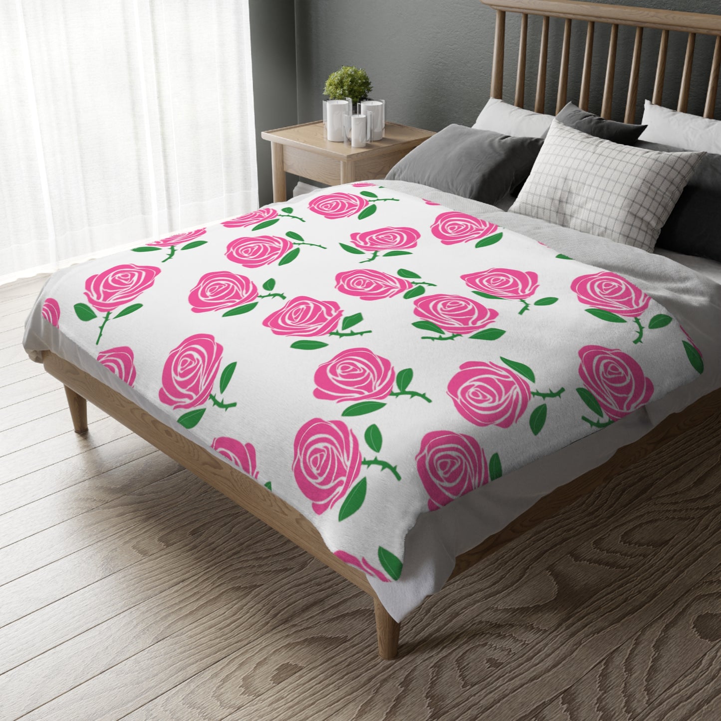 Victoria Rose (Roses everywhere) Velveteen Blanket (Two-sided print)