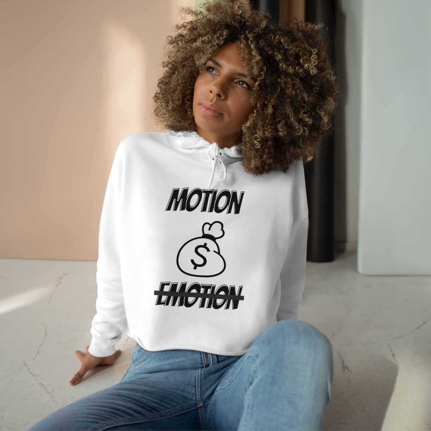 Motion No Emotion Crop Hoodie