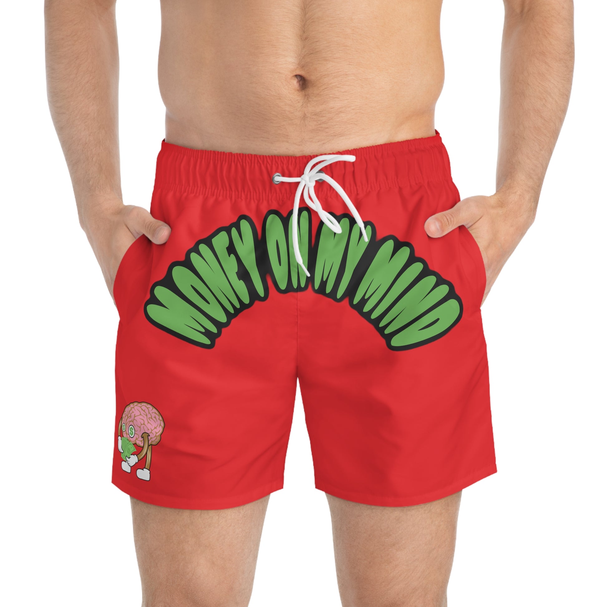 Money on My Mind Swim Trunks Red | Fromth33rd
