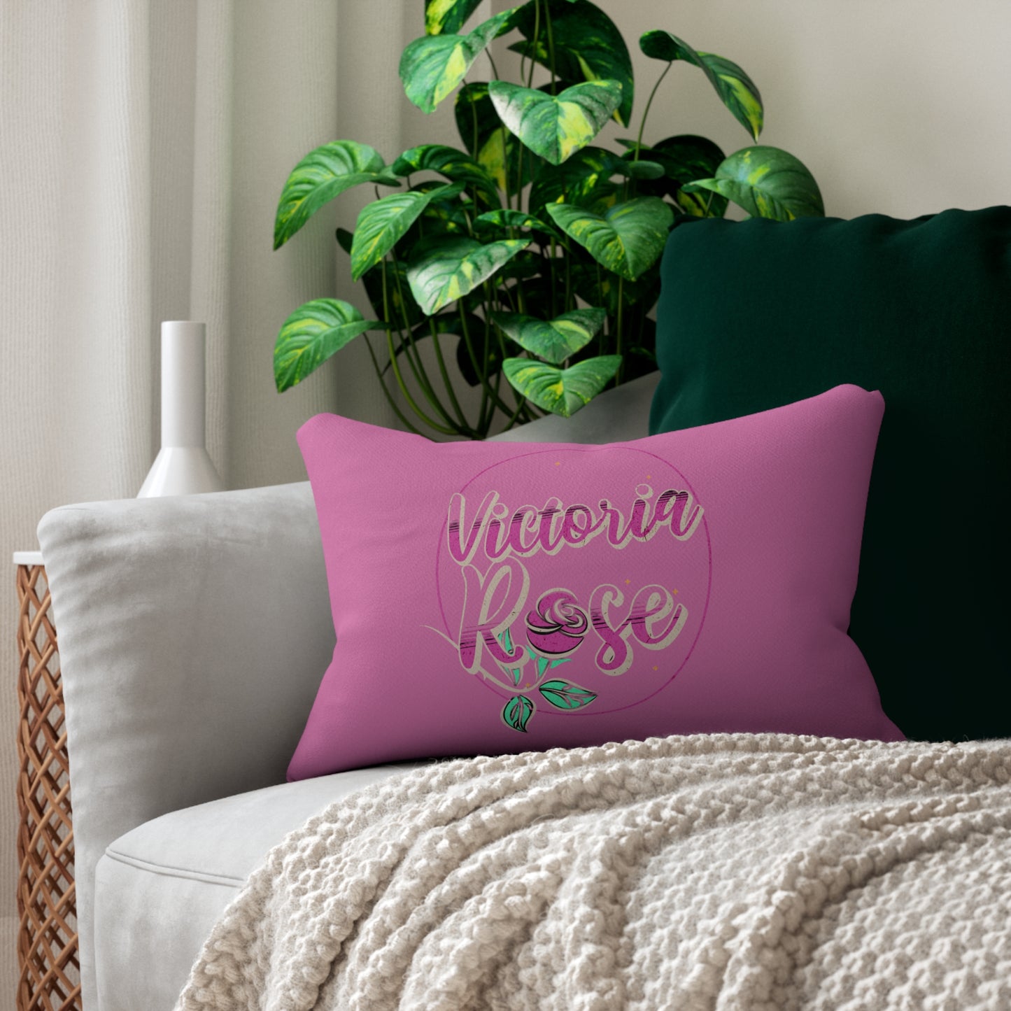 Victoria Rose Polyester Lumbar Pillow