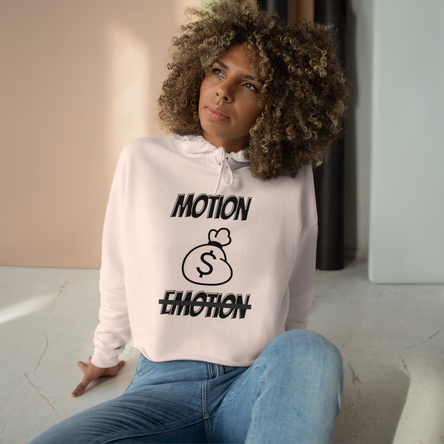 Motion No Emotion Crop Hoodie