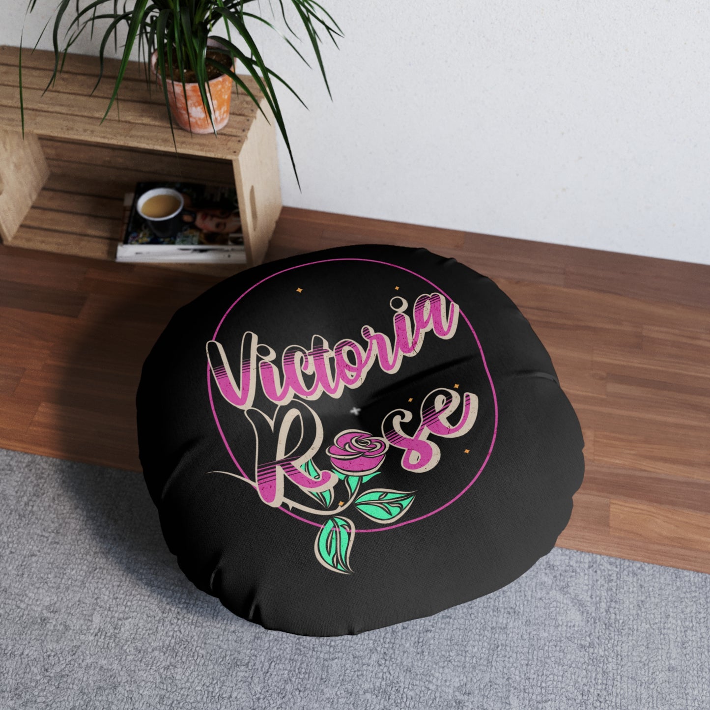 Victoria Rose Tufted Floor Pillow, Round