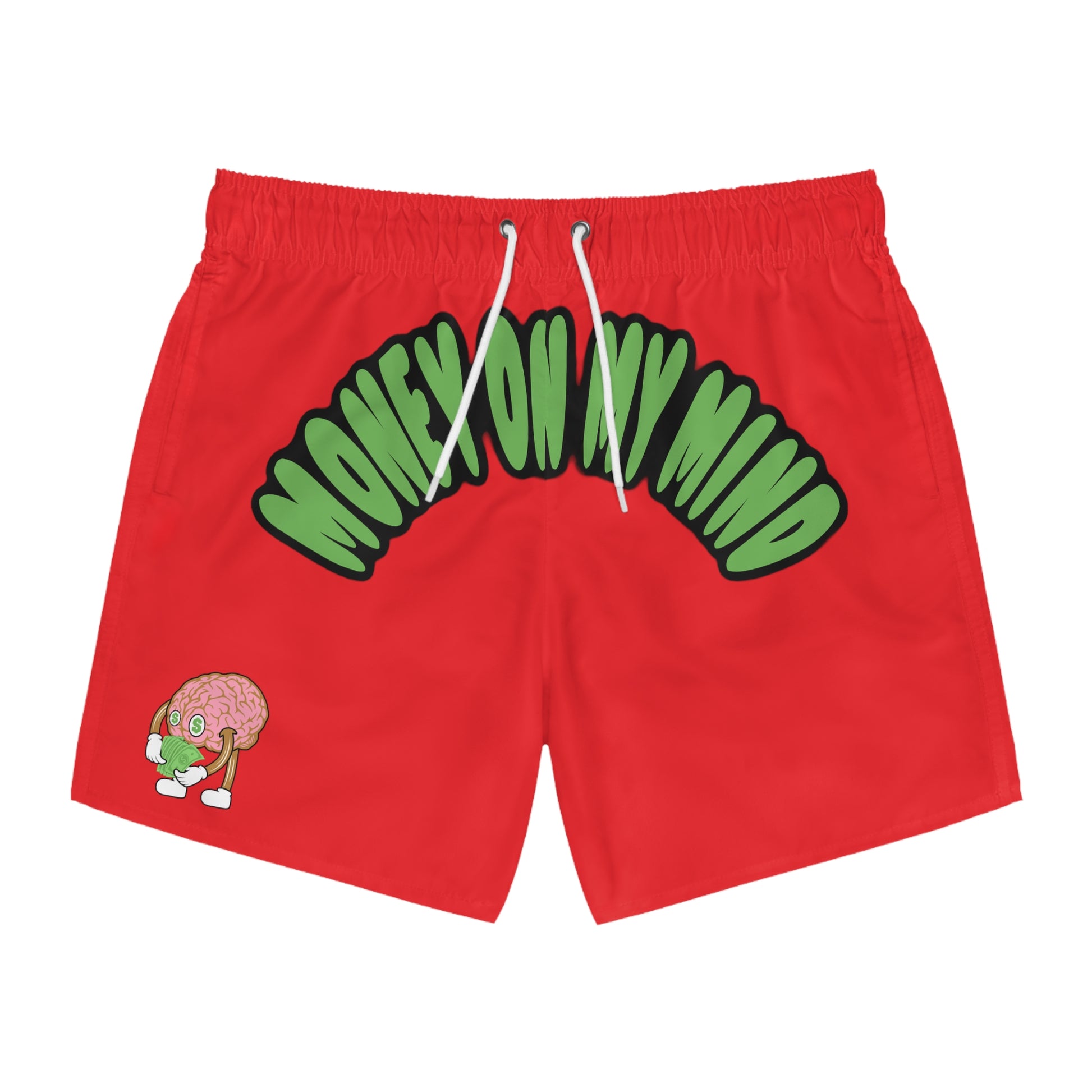 Money on My Mind Swim Trunks Red | Fromth33rd