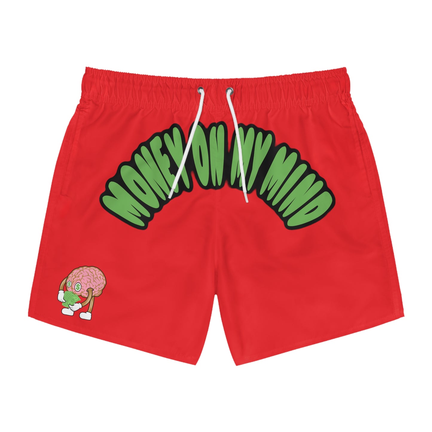 Money on My Mind Swim Trunks Red | Fromth33rd
