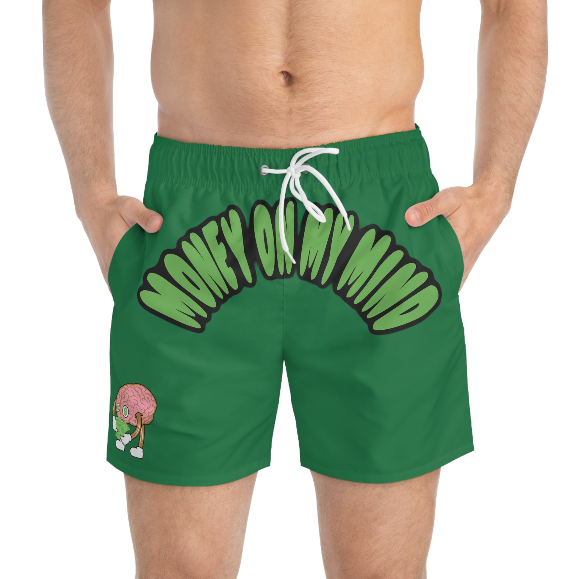 Money on My Mind Swim Trunks Green | Fromth33rd