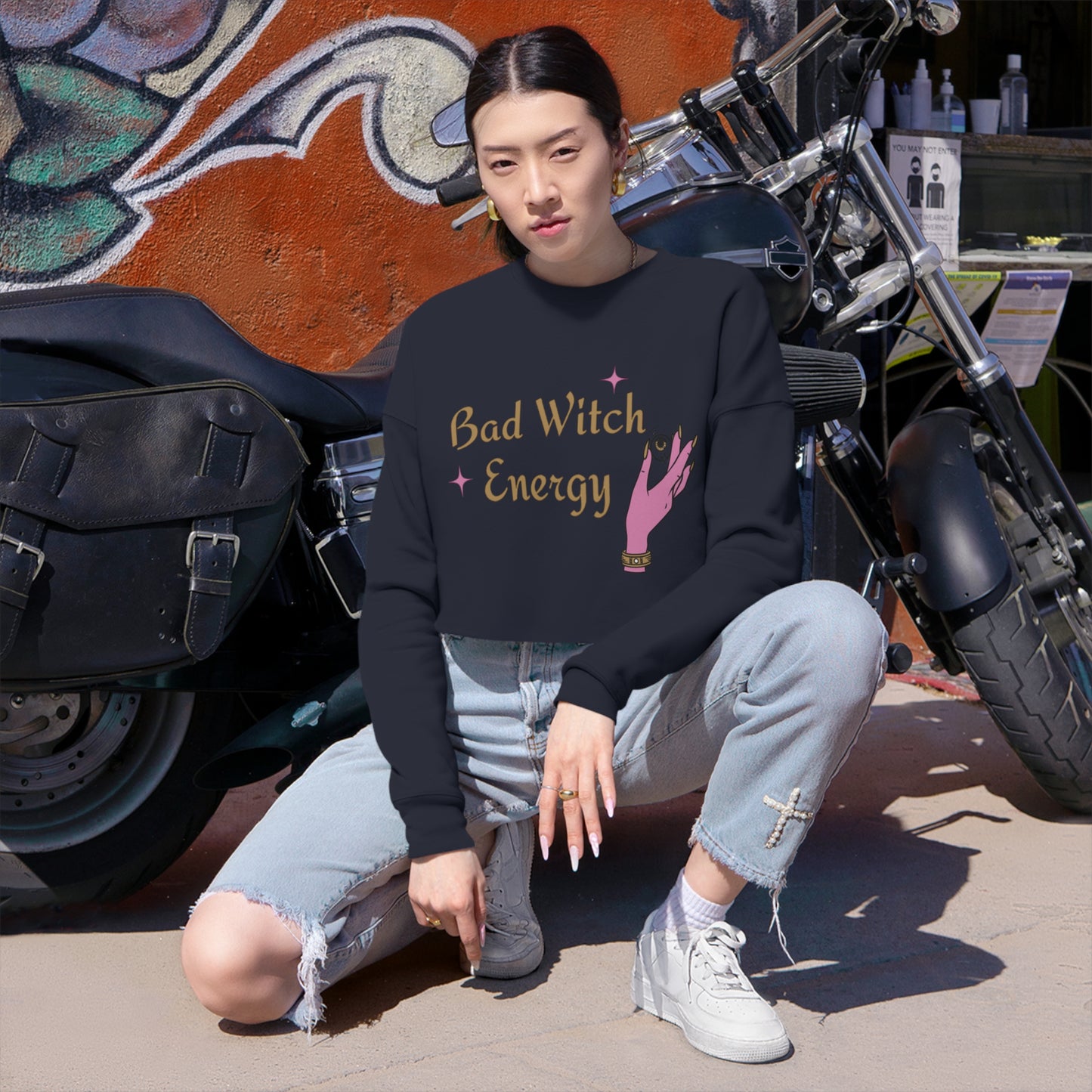 Bad witch energy crop sweatshirt