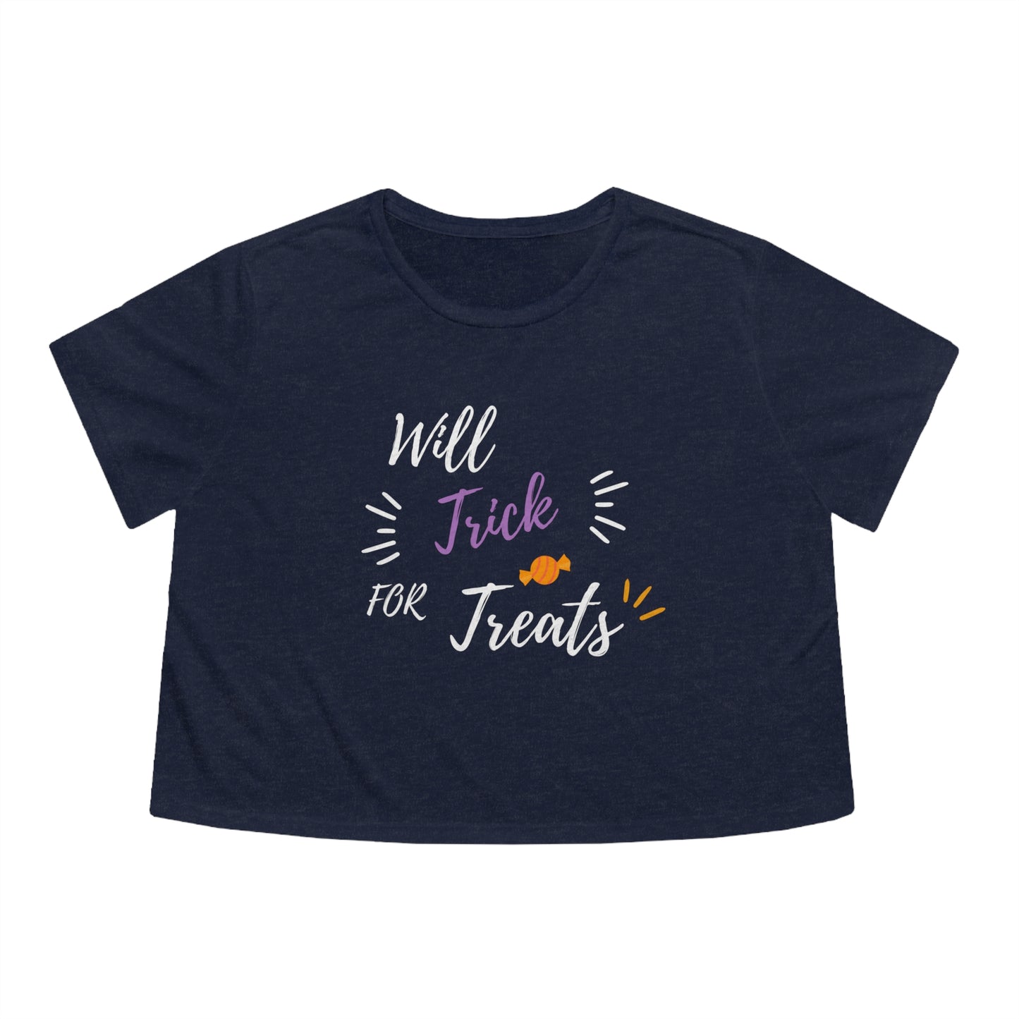 Will trick for treats Women's Flowy Cropped Tee