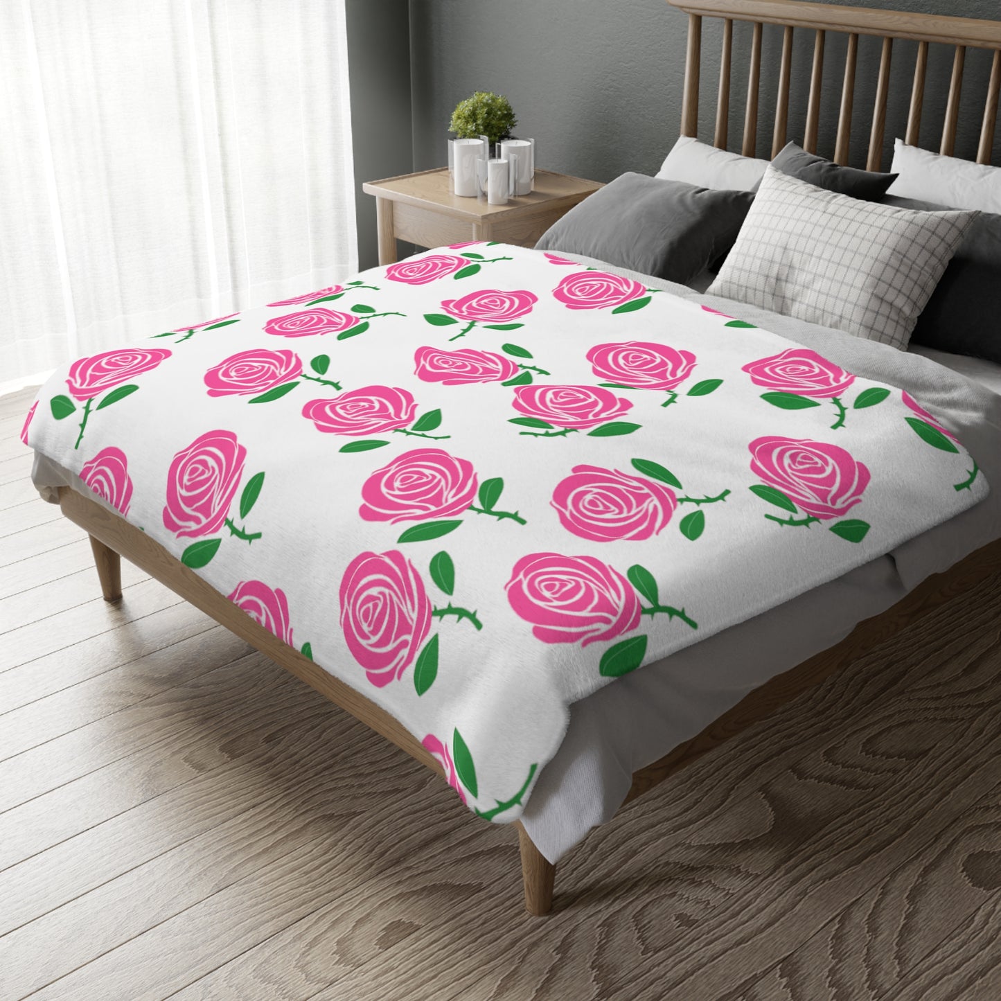 Victoria Rose (Roses everywhere) Velveteen Blanket (Two-sided print)