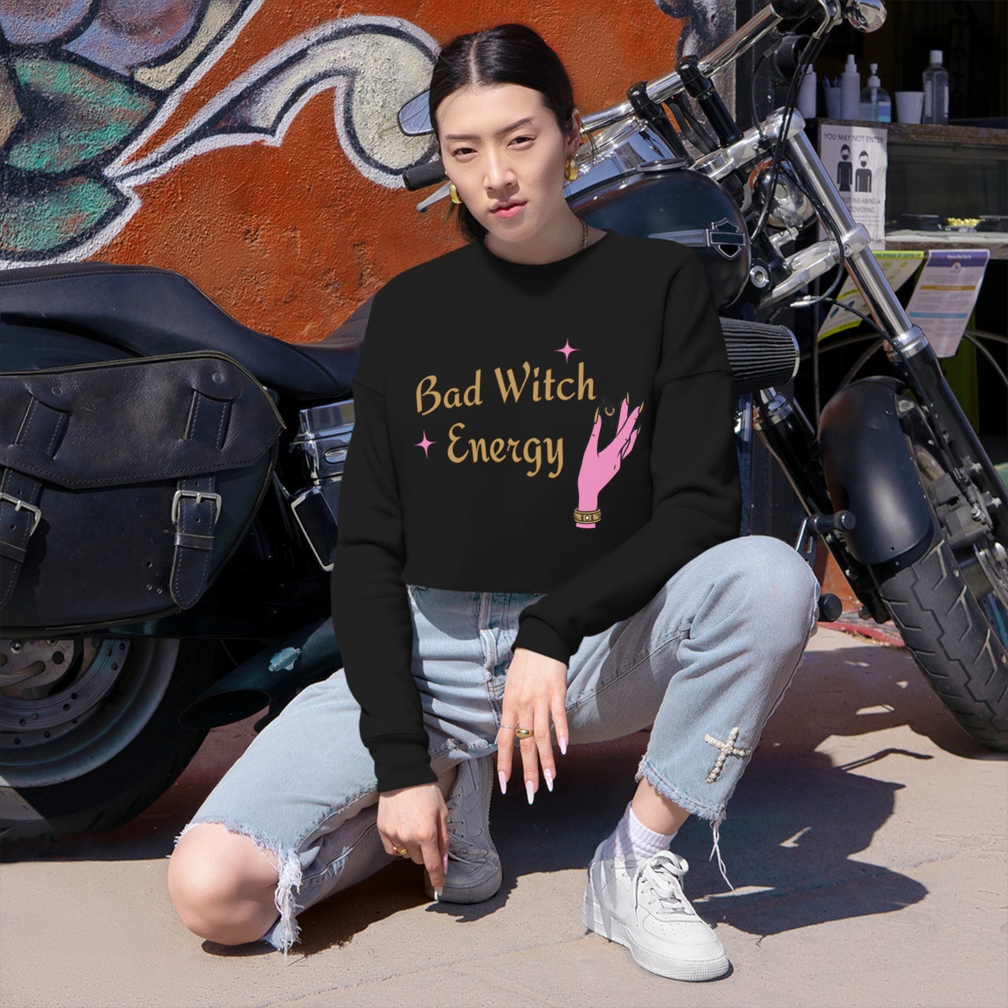 Bad witch energy crop sweatshirt