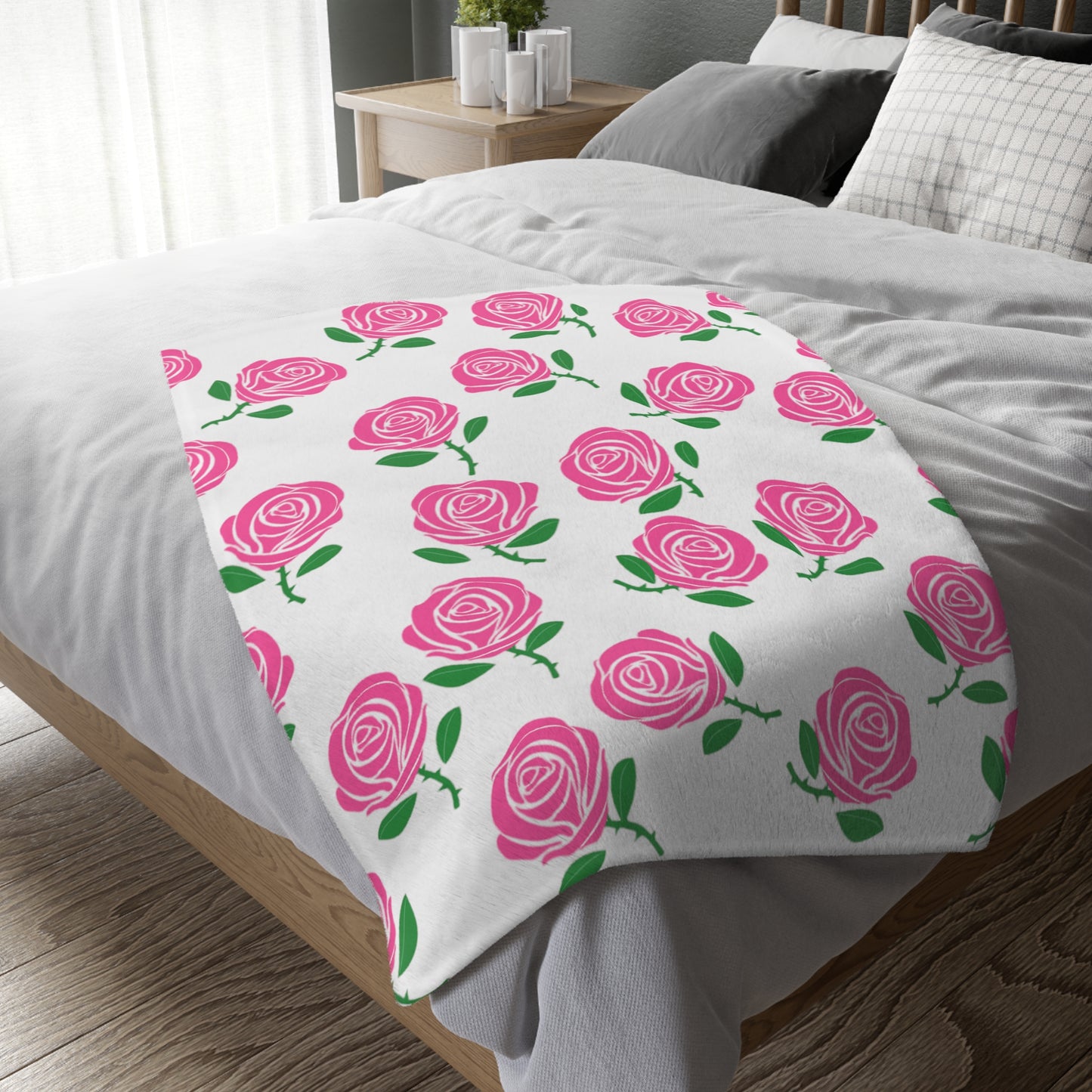 Victoria Rose (Roses everywhere) Velveteen Blanket (Two-sided print)
